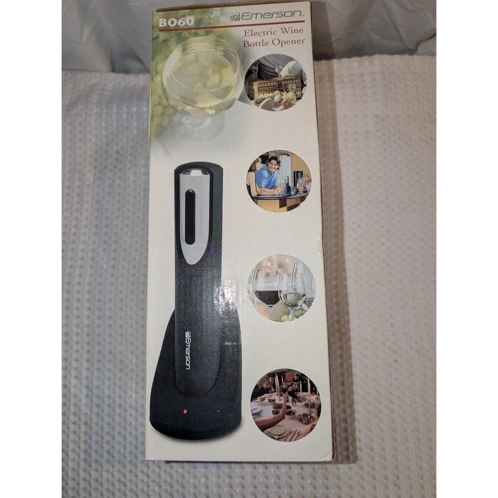 Emerson Electric Wine Bottle Opener with Foil Cutter in Black B060 Cordless NEW